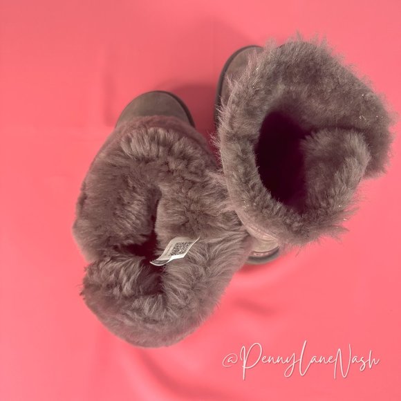 UGG Bailey Button Sheepskin Suede Winter Boots 5803 Gray Size 7 - Picture 10 of 13